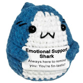 Krinisou Positive Crochet Shark Gifts, Crocheted Emotional Support Animal, Unique Birthday Gift for Shark Lovers Friends Women Men 1Pc image 0